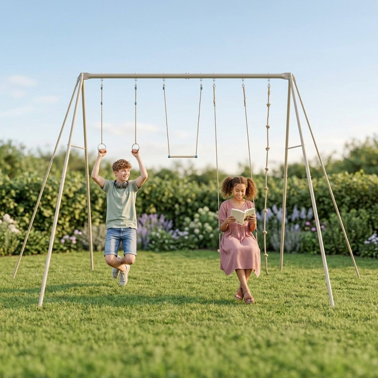 Portique Pour Les Adolescents En Métal 3,50 M - Baxter 2 - 4 Personnes Sable