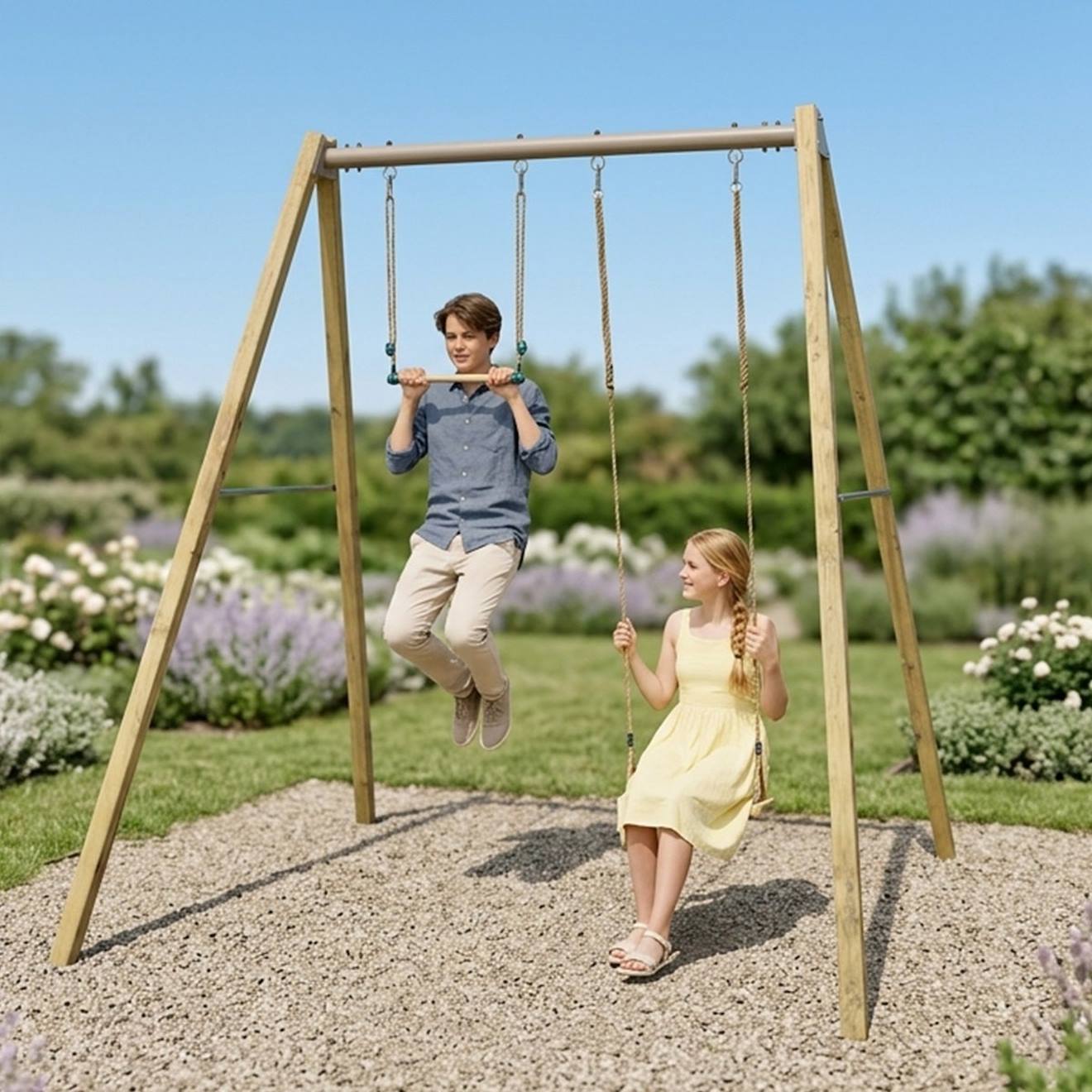 Balançoire En Poutre Métal 3 M Ado Walter 2 - 2 Personnes Bois