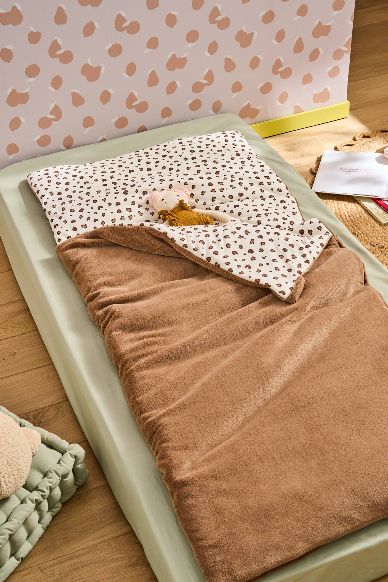 Sac de couchage polaire léopard enfant noisette