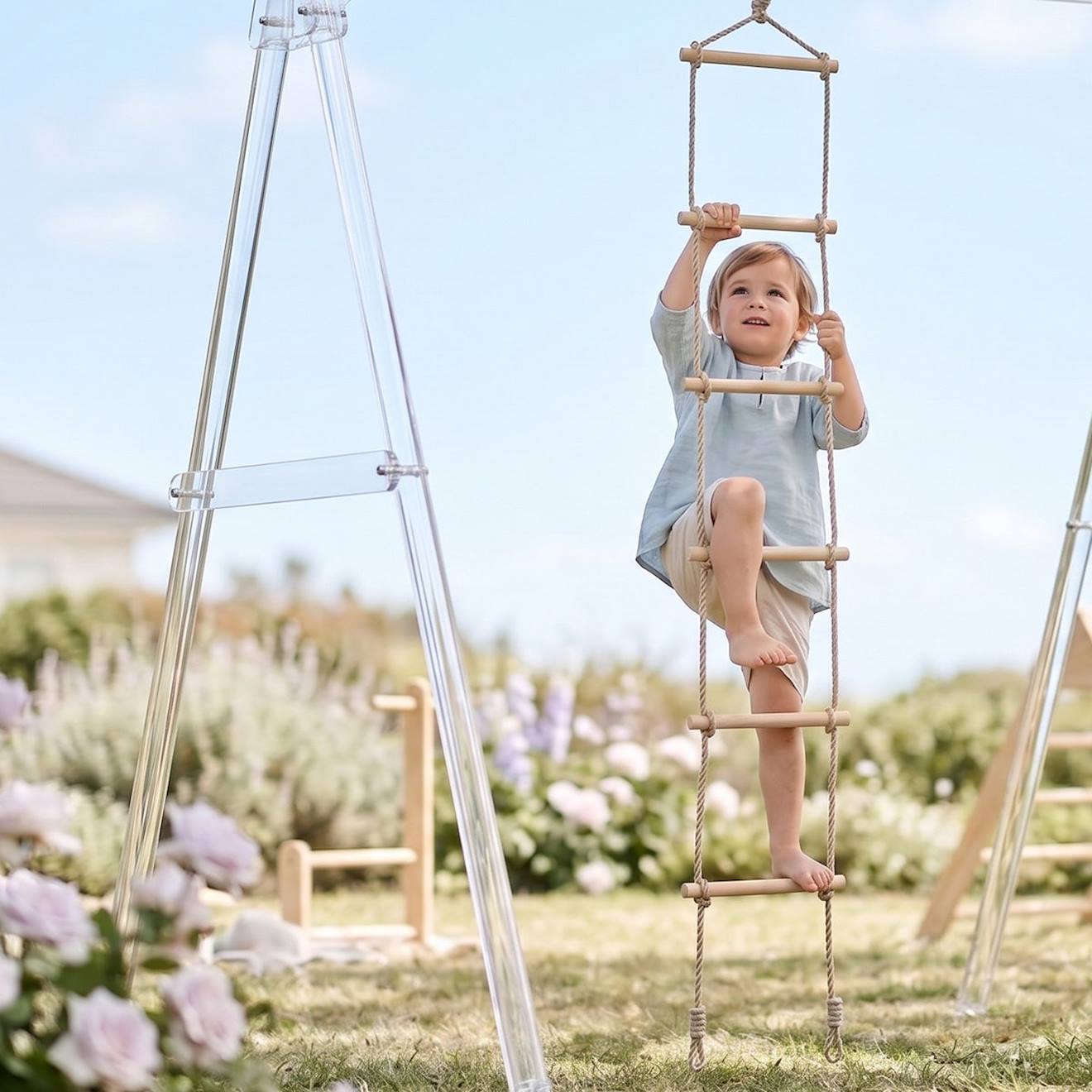 Echelle De Corde Pour Portique Balançoire 2.20 À 2.30 M Pour Enfants Beige