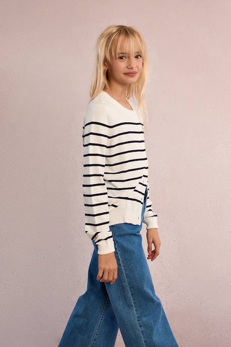 Gilet rayé Black/offwhite+Offwhite/navy blue 9 - vertbaudet enfant 