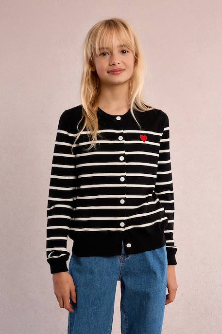 Gilet rayé Black/offwhite+Offwhite/navy blue 1 - vertbaudet enfant 