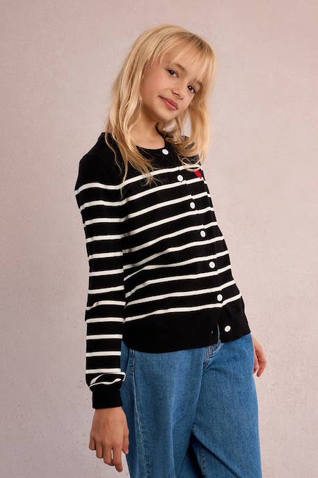 Gilet rayé Black/offwhite+Offwhite/navy blue 2 - vertbaudet enfant 
