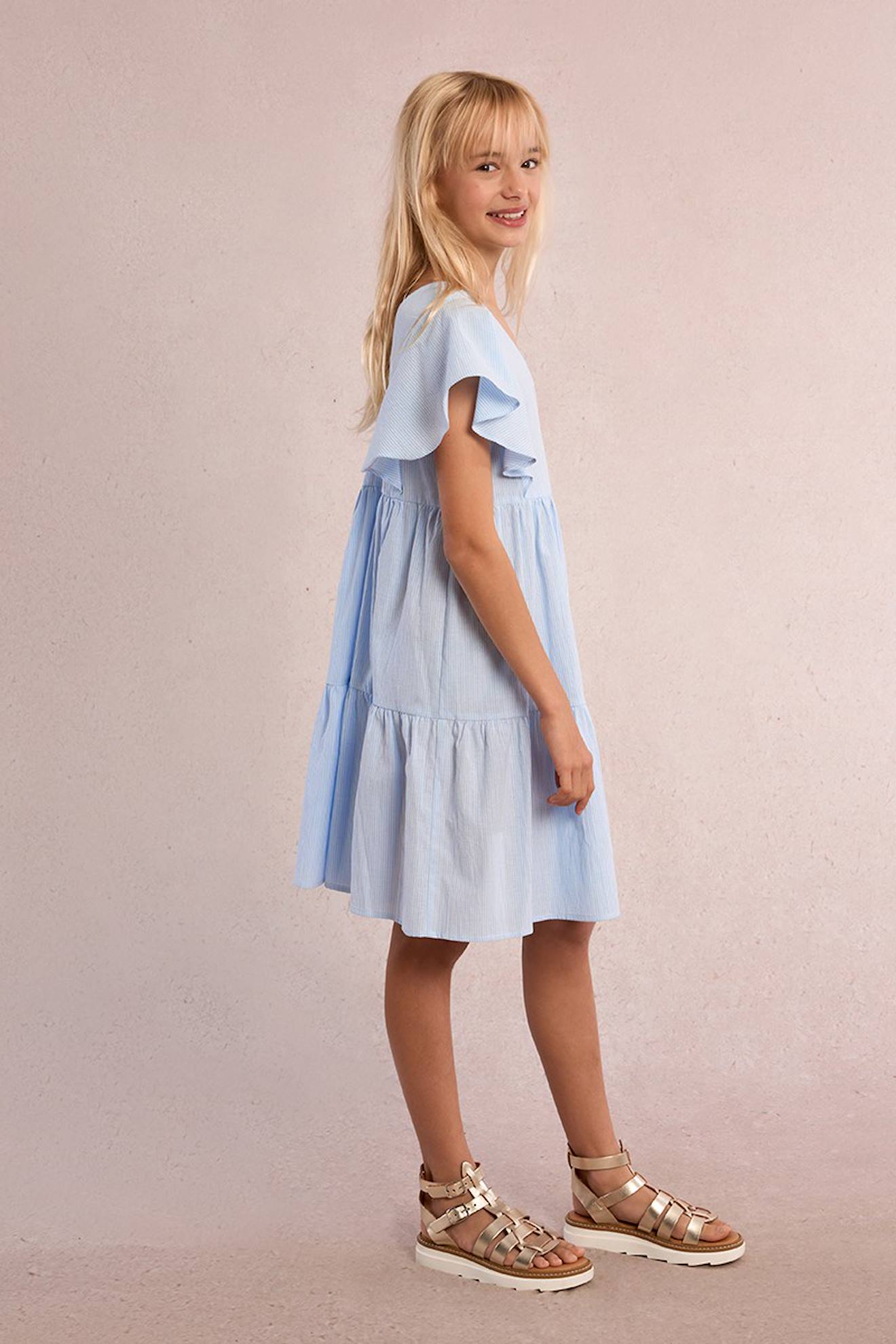 Robe Babydoll Rayée Light Blue