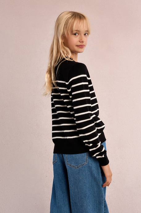 Gilet rayé Black/offwhite+Offwhite/navy blue 4 - vertbaudet enfant 