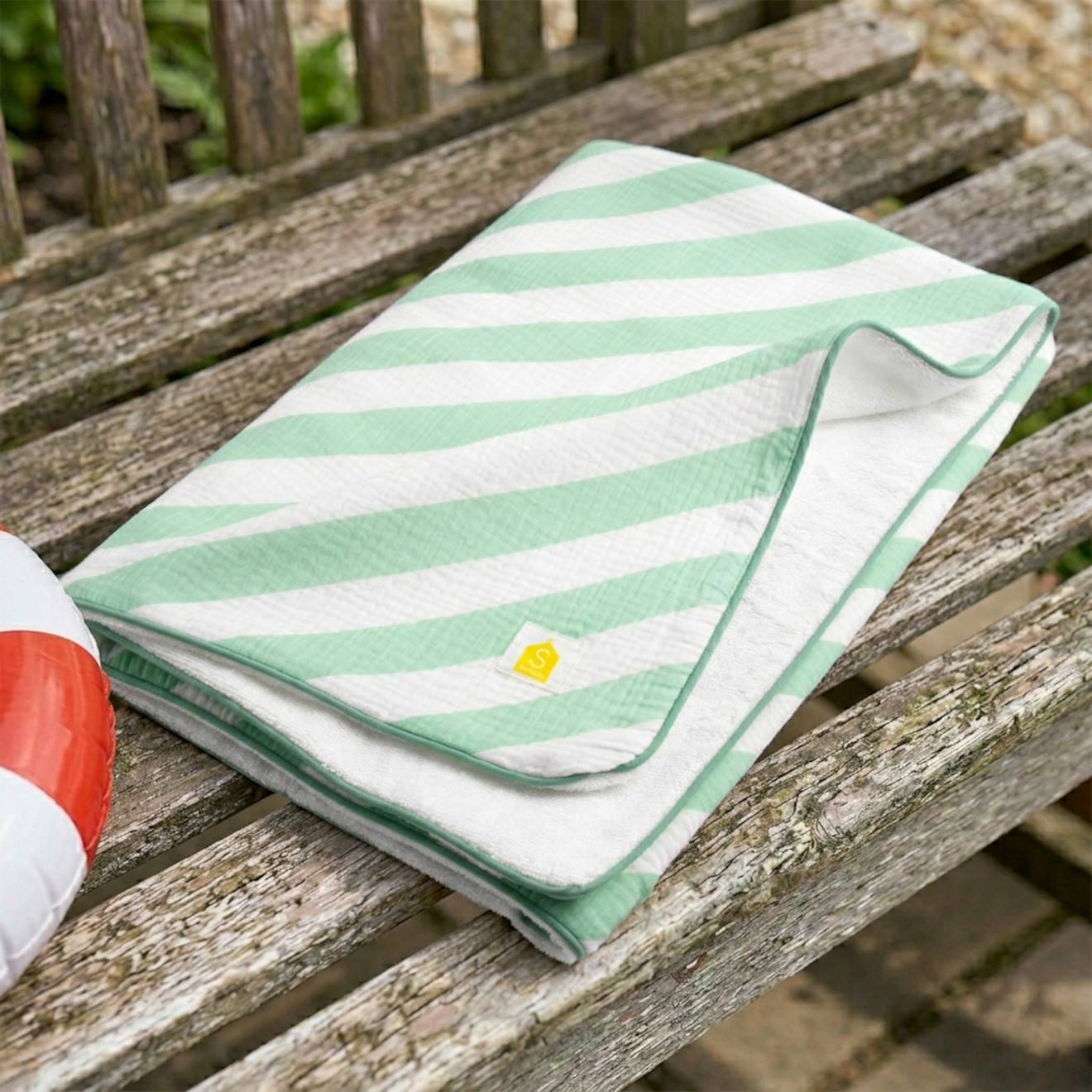 Serviette De Bain / Plage Double Gaze De Coton Imprimé Vert