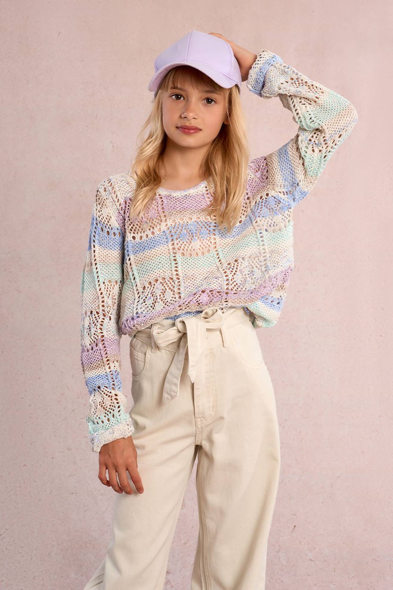 Pull Tie-dye Ajour Mauve 27 €