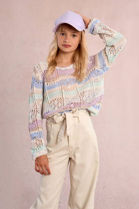 Fille-Pull, gilet, sweat-Pull tie-dye ajouré