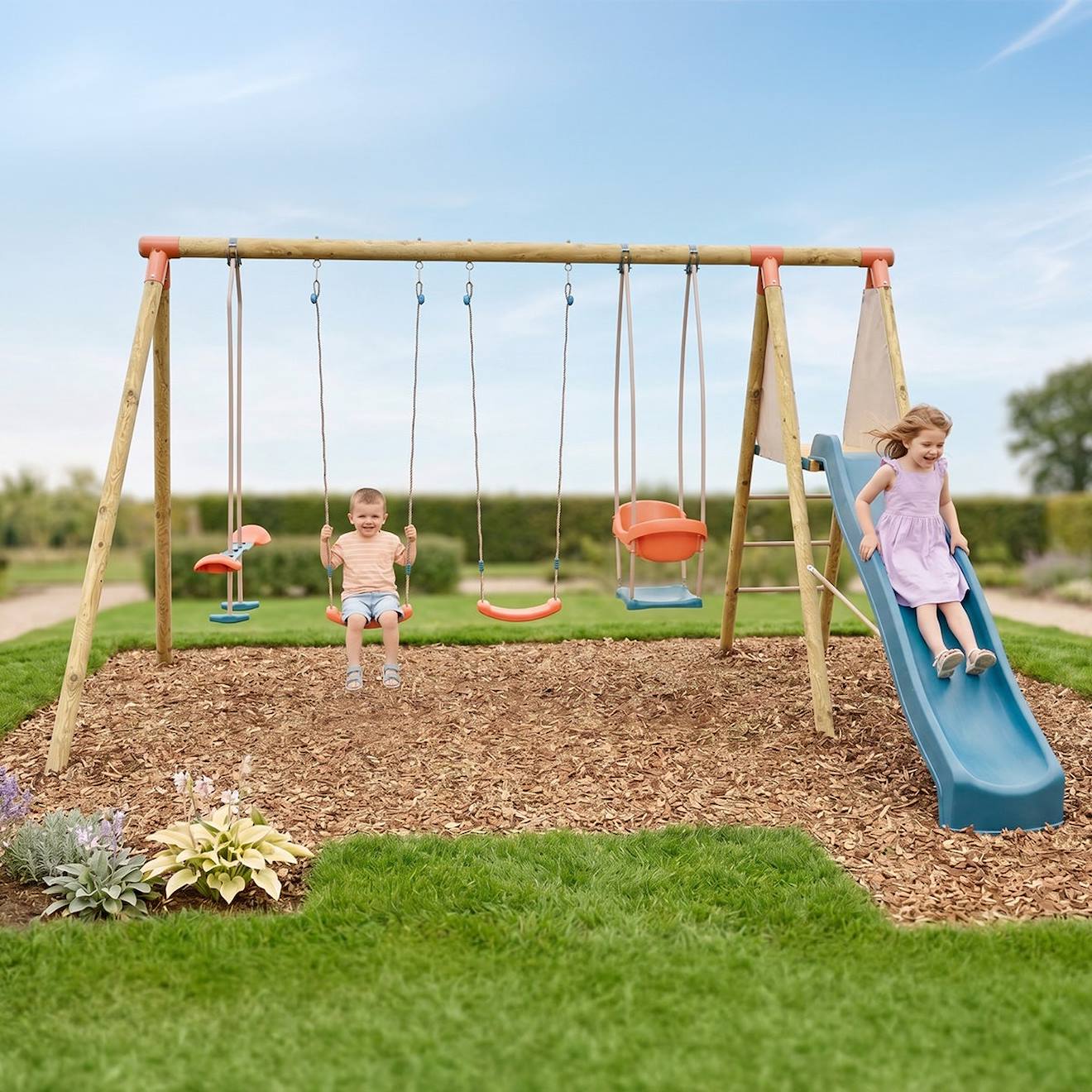 Portique Balançoire 2,30 M Topwood Talvi 2 - 8 Enfants Bois