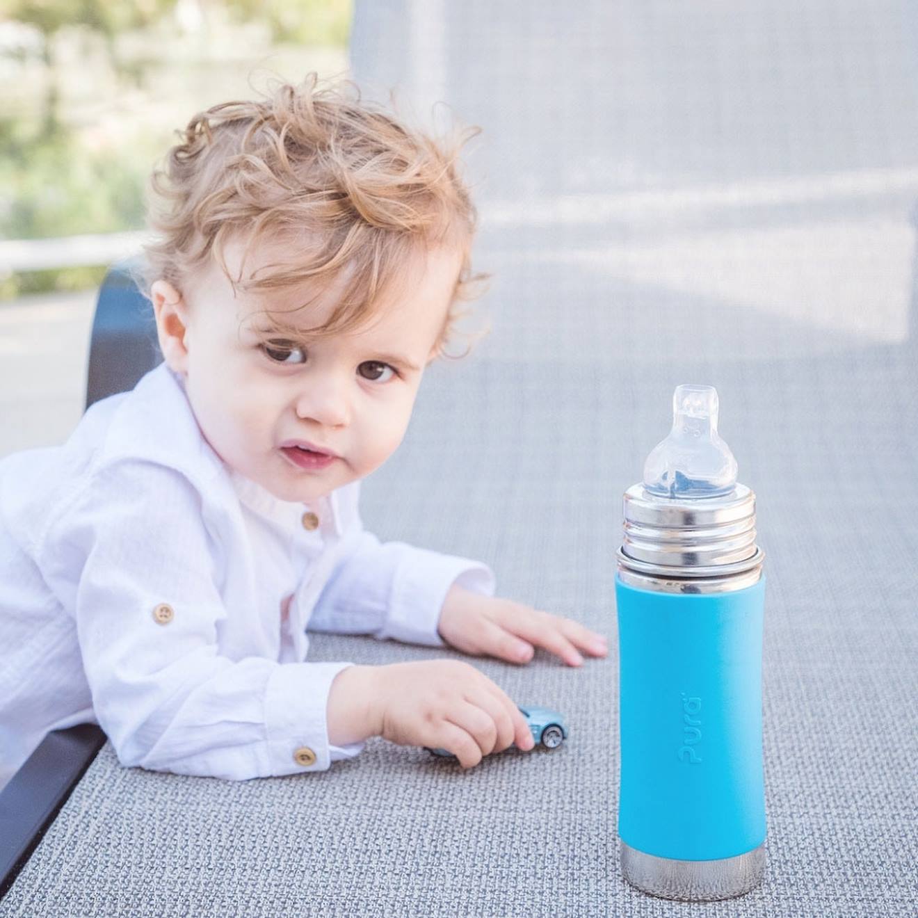 Biberon À Bec En Inox 325 Ml - Aqua Bleu (Pura) - Image 1