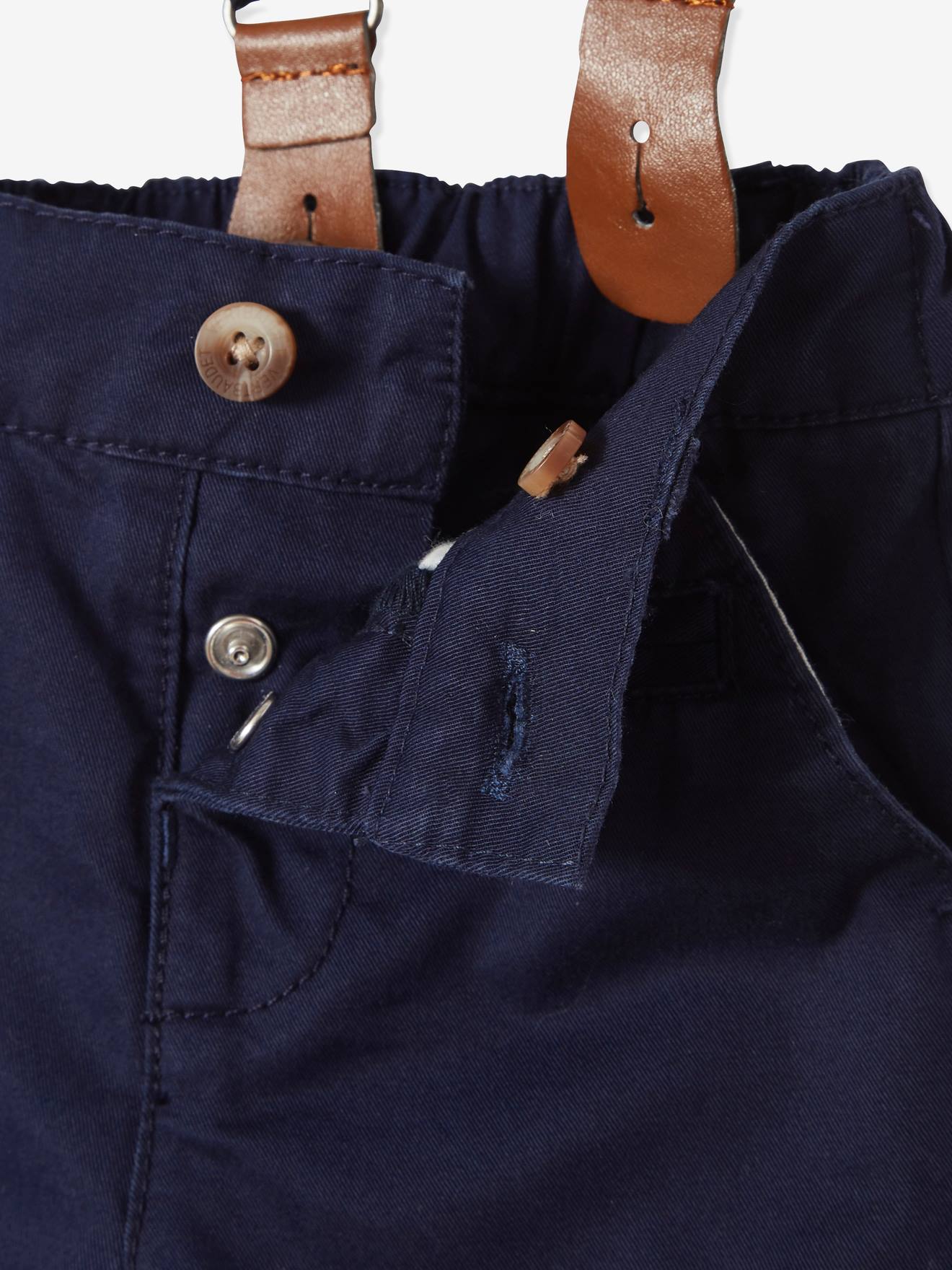 Short A Bretelles Bebe Garcon Marine Fonce Vertbaudet