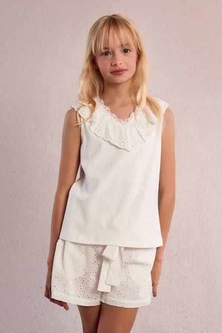 Fille-T-shirt, sous-pull-Top col dentelle