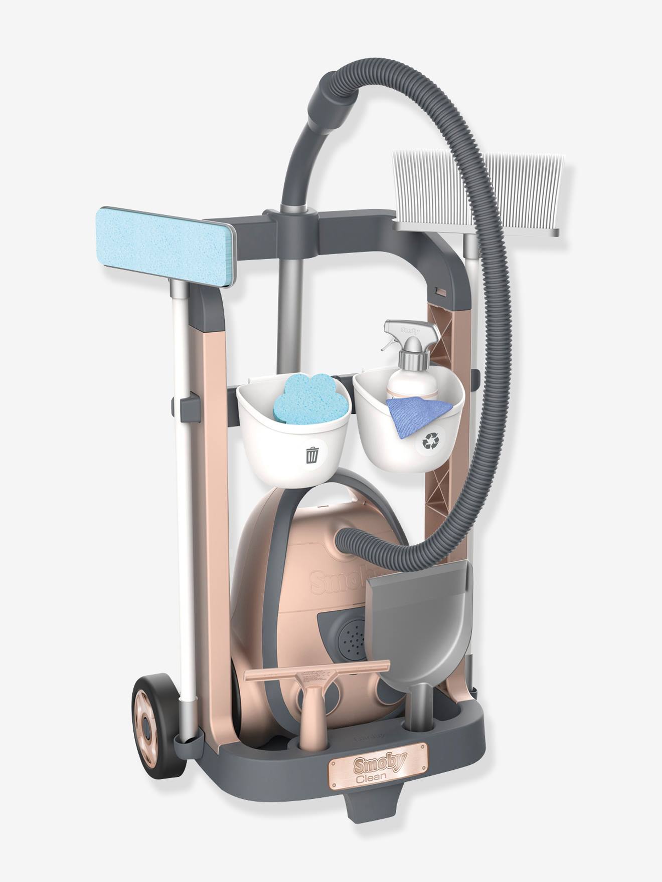 Chariot ménage + aspirateur gris