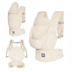 Porte-bébé ELARA ergonomique lin et coton 3 mois à 20 kg, position m, panneau réglable, capuche amovible beige  - vertbaudet enfant