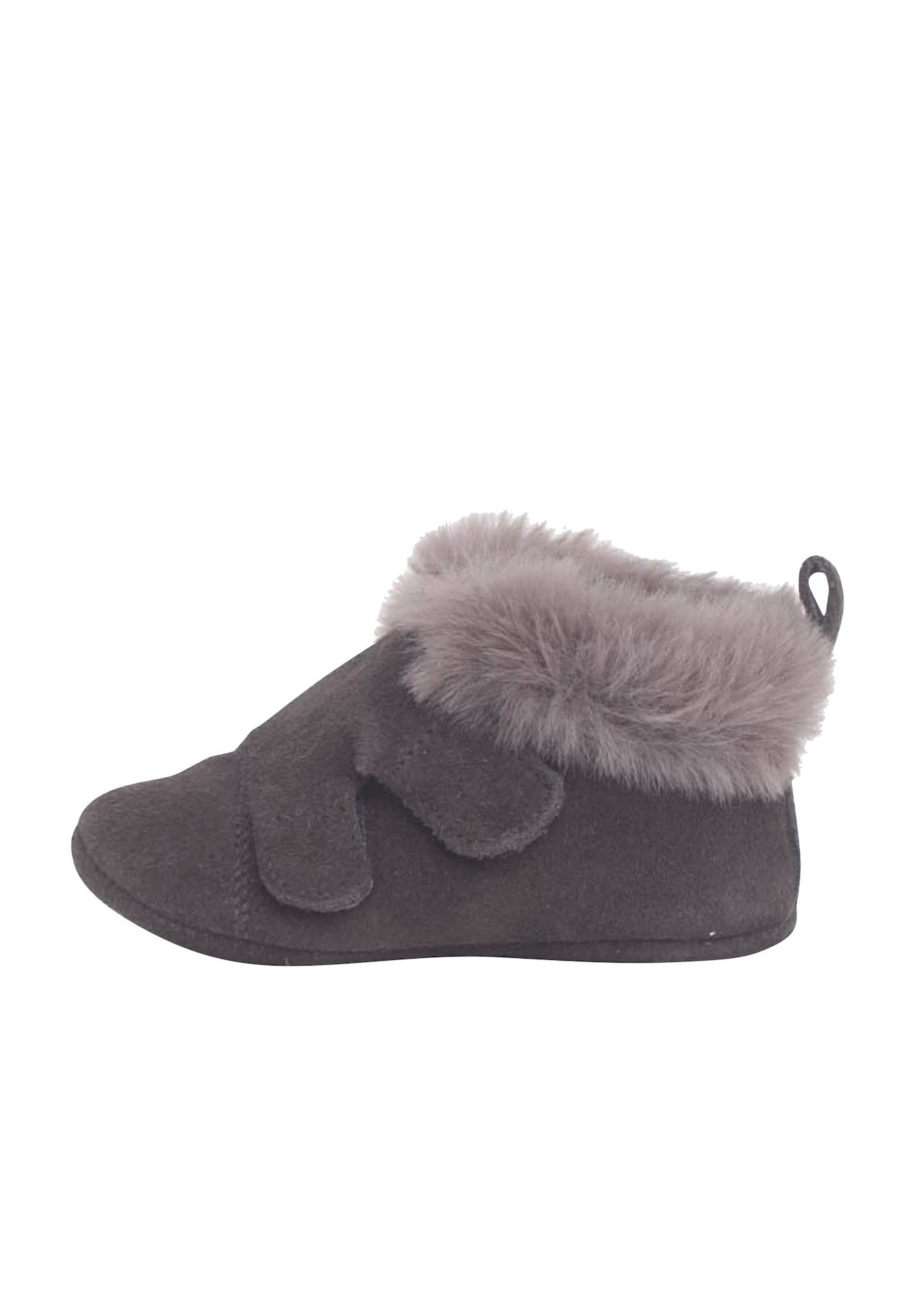 Bottines En Cuir Fourrure Velours Gris Foncé Bottines En Cuir Fourrure Velours Gris Foncé