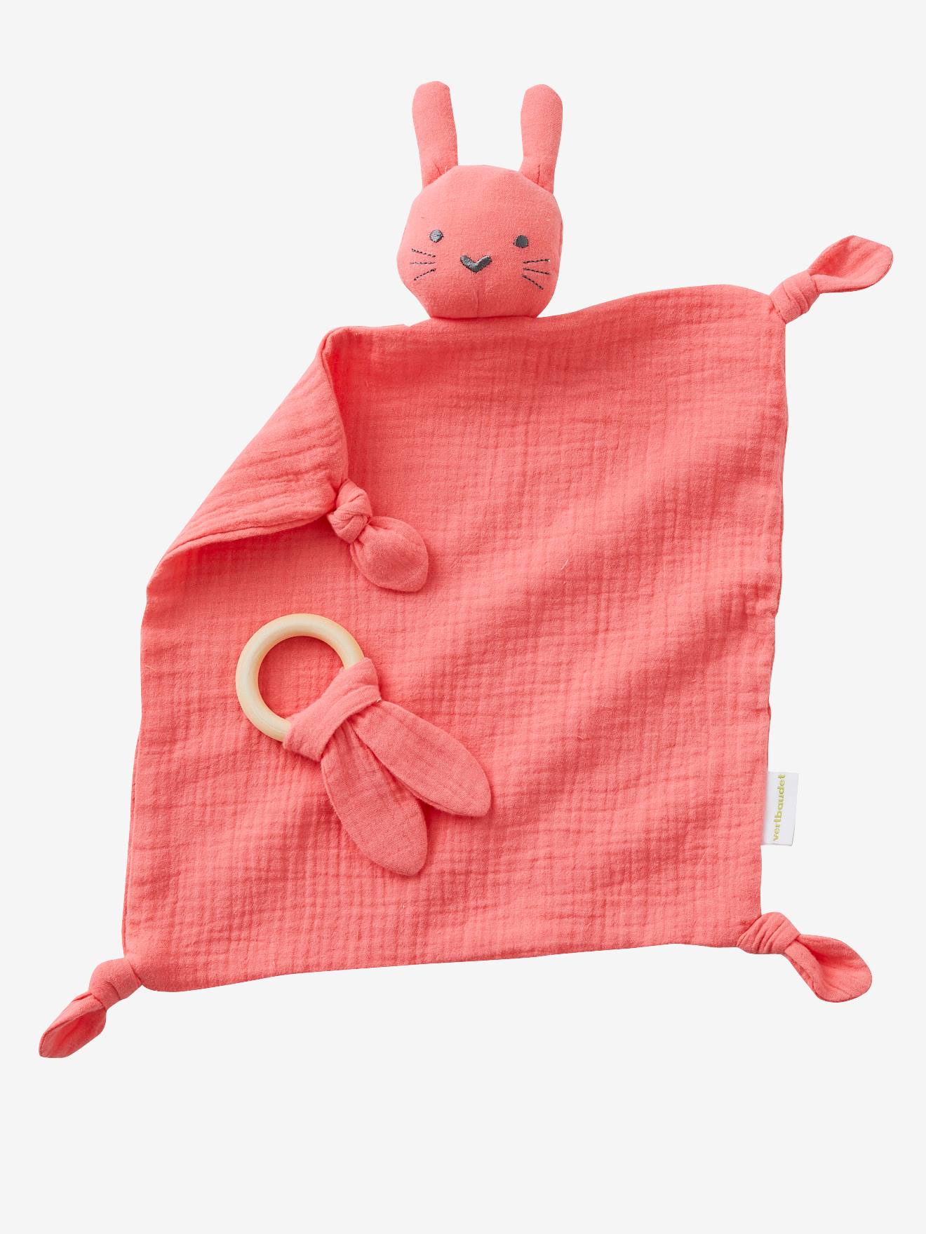 Doudou lange + hochet rond fuchsia