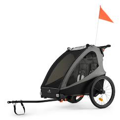 Puériculture-Poussette-Remorque Vélo et Poussette 2 en 1 Kinderkraft NAVA WALK avec Roues Gonflables, Dossier Inclinable et Pliage Compact