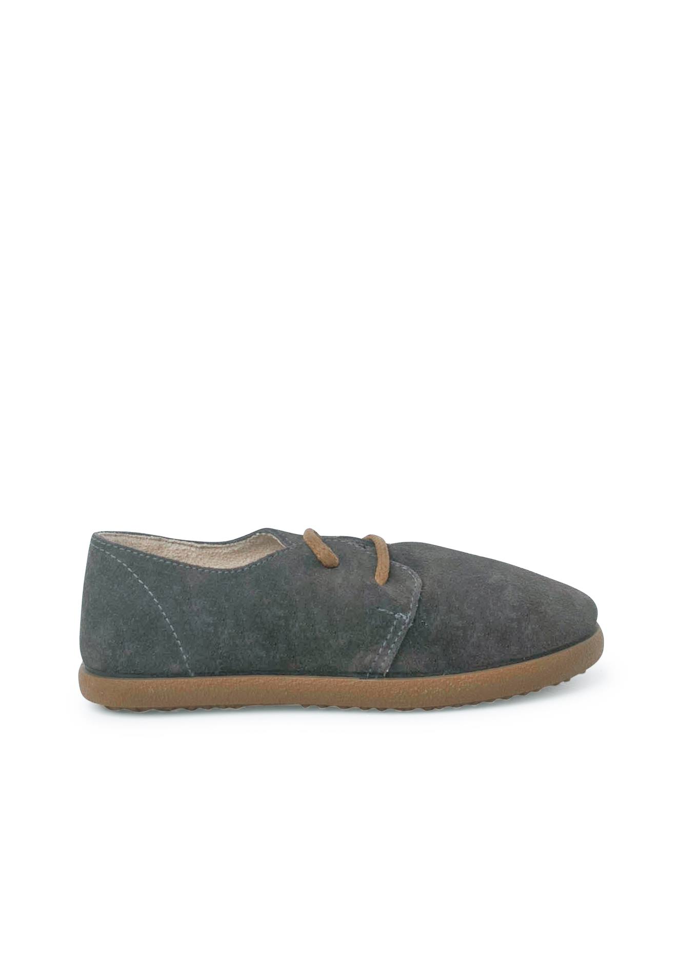 Chaussures À Lacets En Suède Avec Semelle Caramel Gris Foncé