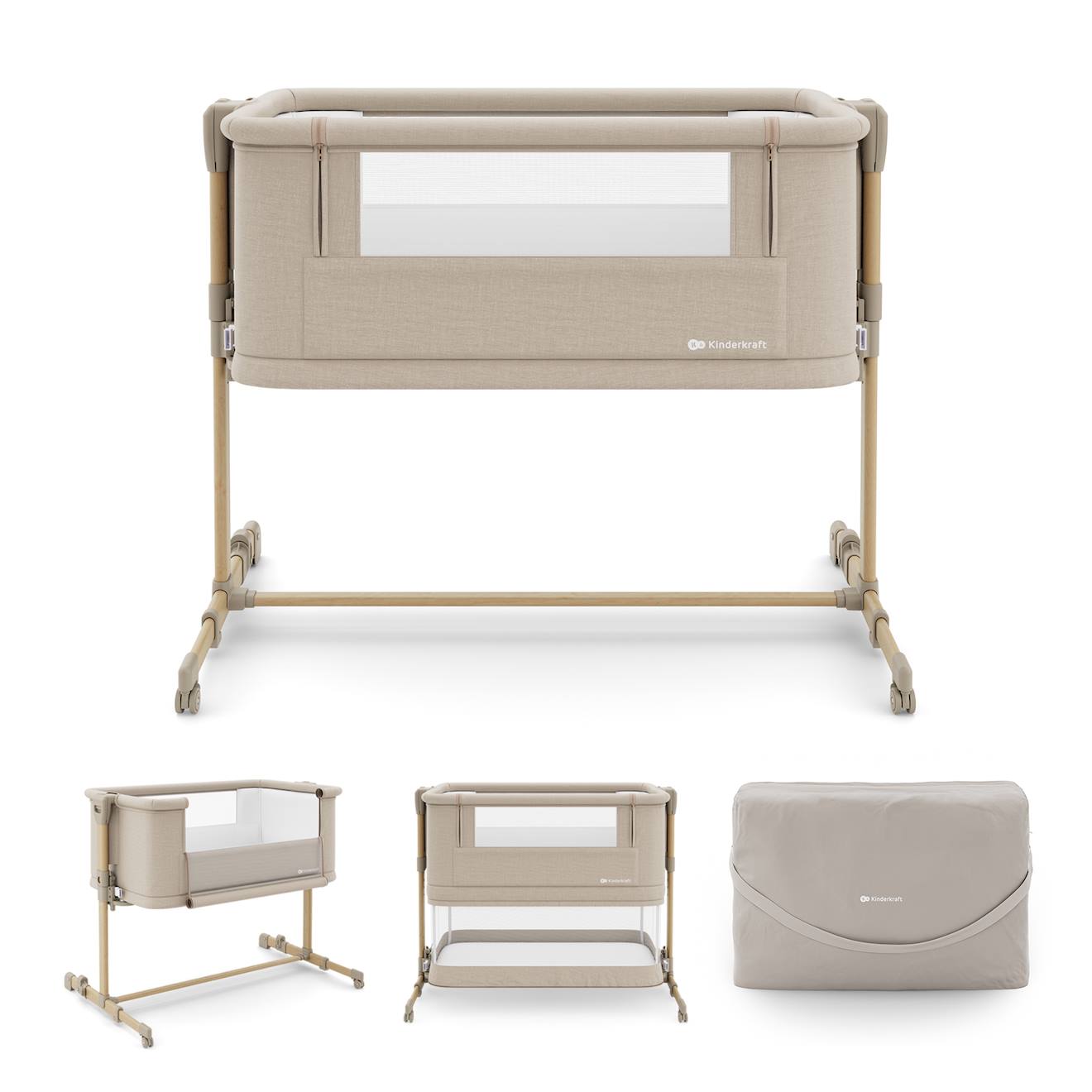 Lit Bébé Nestee Grow 2 3 En 1 Évolutif Avec Matelas, Cododo, 5 Niveaux, Pieds Télescopiques Beige Beige