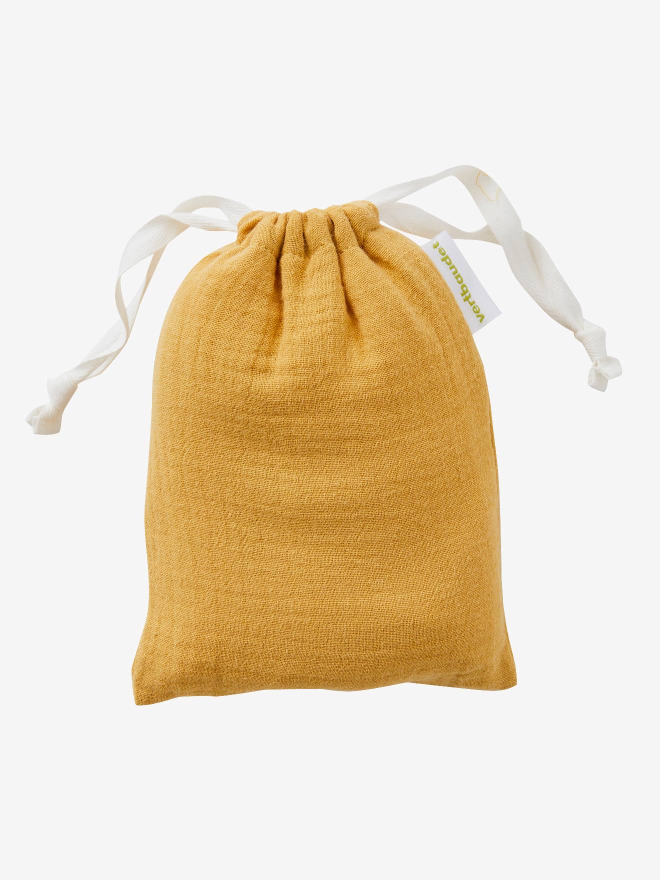 Doudou personnalisable en gaze de coton + hochet rond curry (Vertbaudet) - Image 3