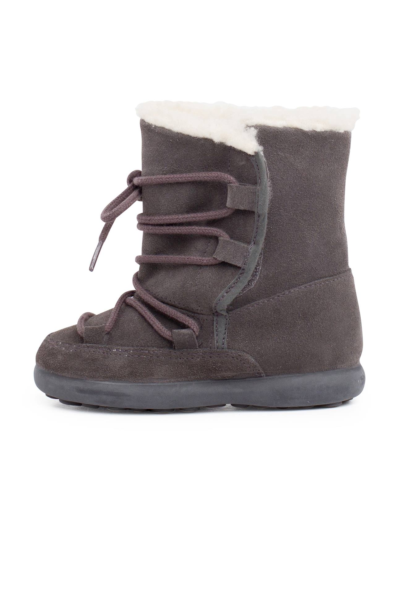 Bottes En Peau De Mouton Avec Fermeture Collante Gris