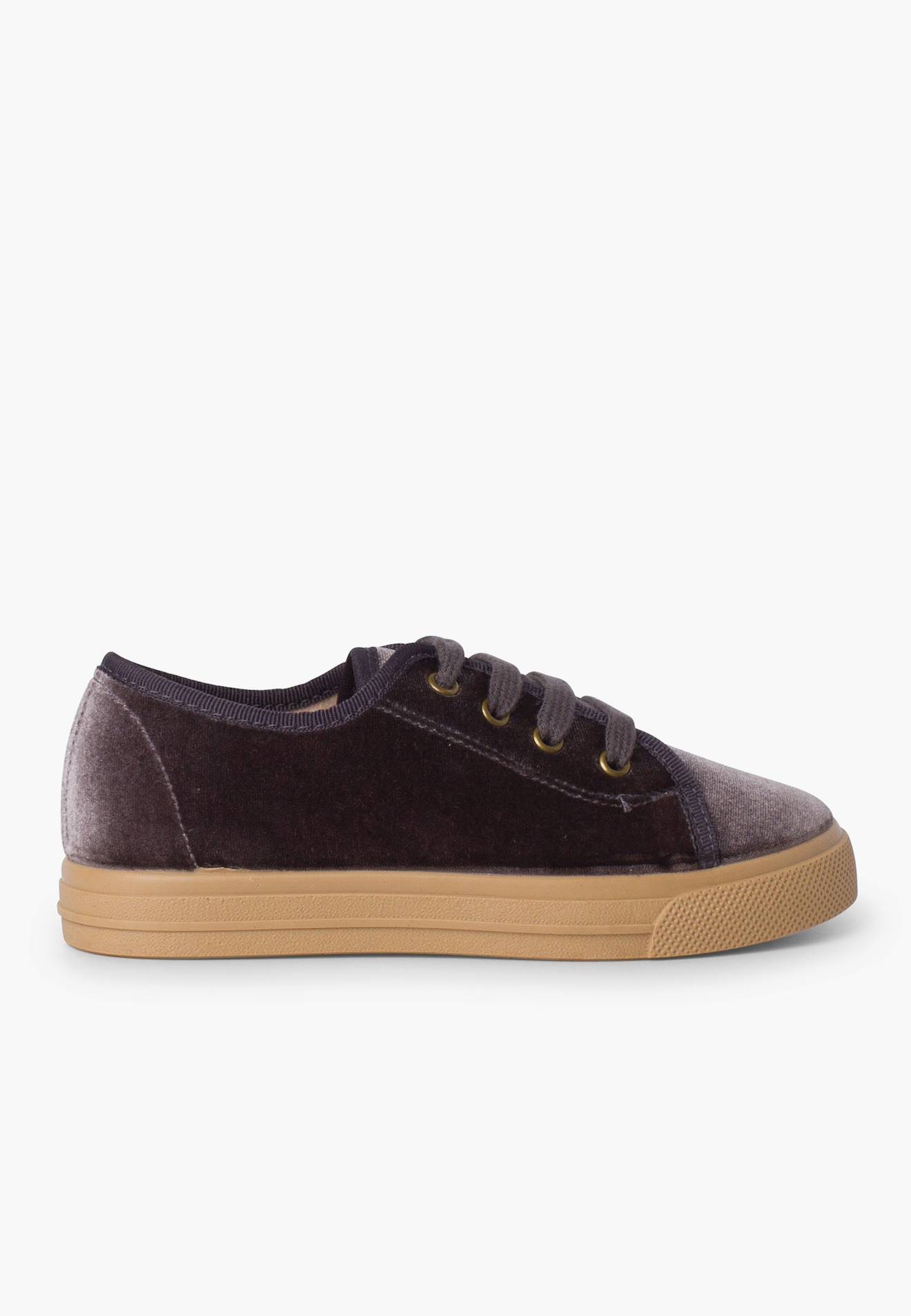Chaussures À Lacets En Velours À Semelle Large Pour Enfants Gris