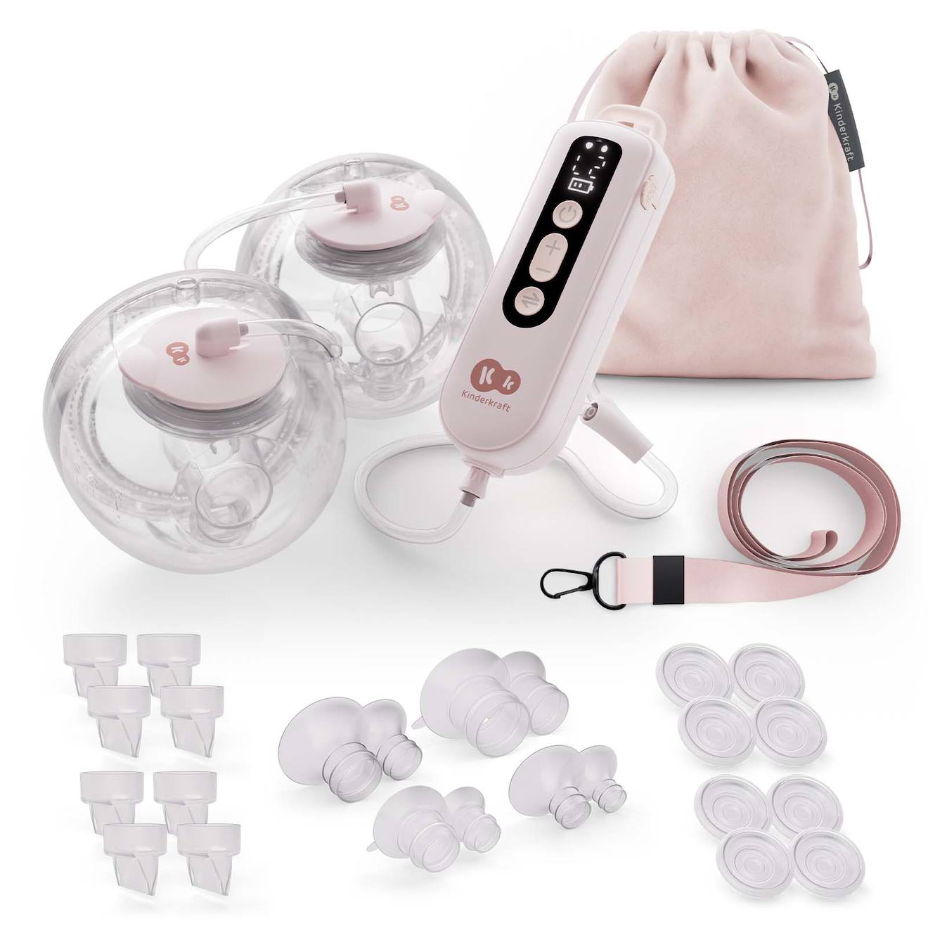 Tire-lait Électrique Double Gentleflow, 3 Modes, 9 Intensités, Mémoire Des Réglages, Sans Fil Usb-c, Jusqu’à 120 Min D’autonomie Pink (Kinderkraft) - Couverture