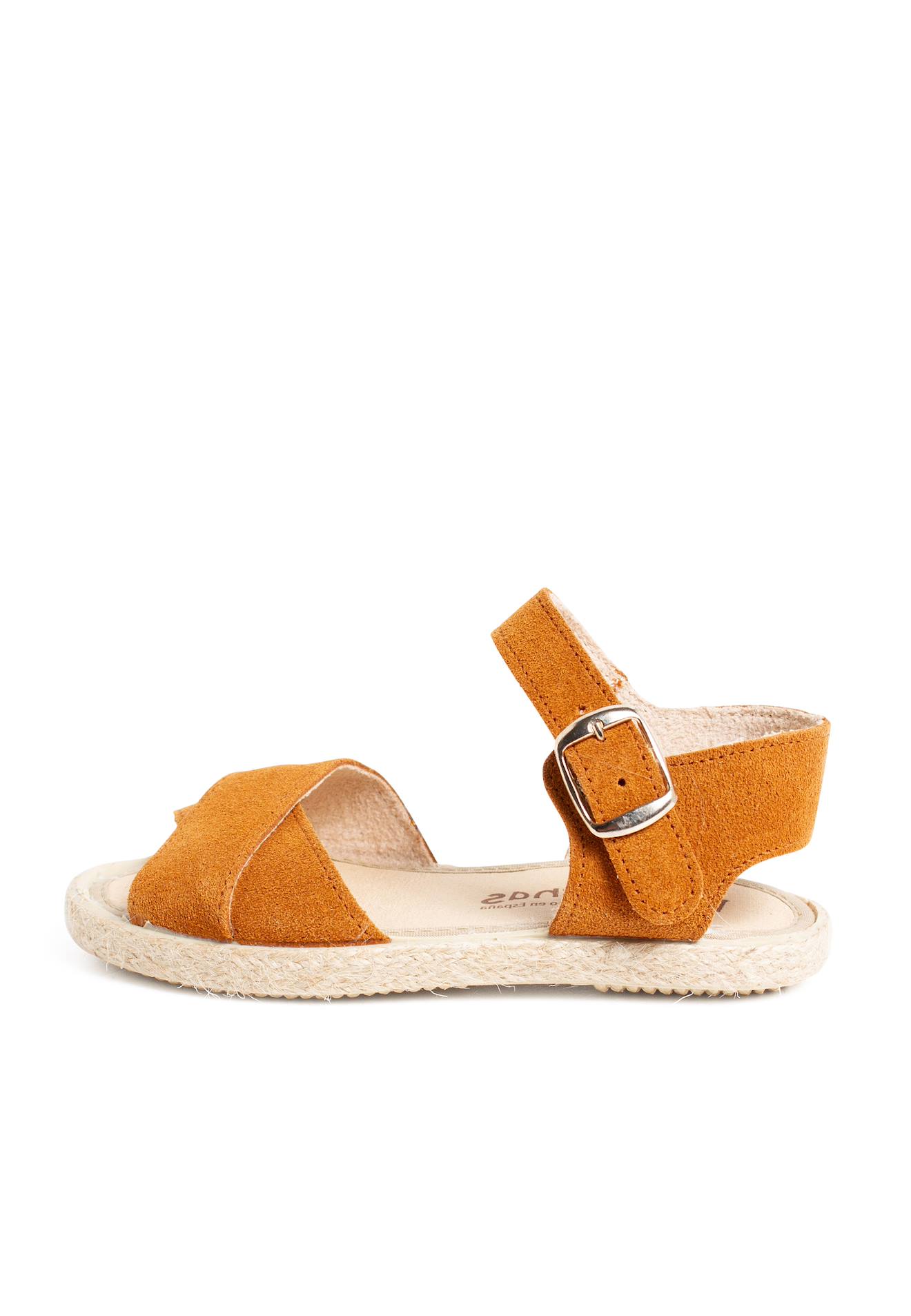 Sandale En Suède Brides Croisées Et Semelle En Jute Camel