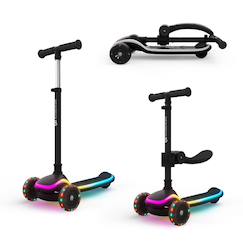 -Trottinette Kinderkraft RAKET UP 2 en 1 avec Siège Réglable, Roues RGB et LED, Guidon Ajustable et Pliage Compact