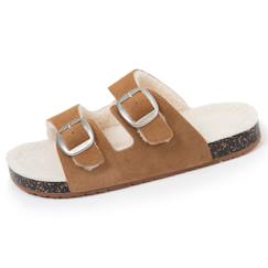 -Chaussons mules ouvertes ultra confortables, en cuir
