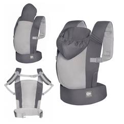 Porte-bébé CARRYBEE ergonomique 3 mois à 20 kg, léger, portage physiologique, capuche sieste, sortie gris  - vertbaudet enfant
