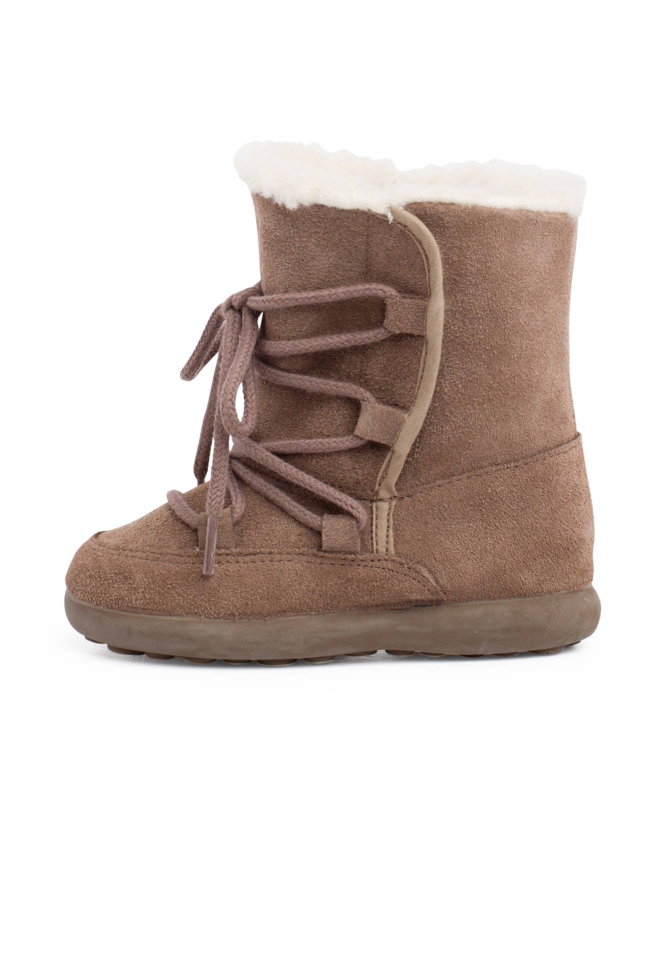 Bottes En Peau De Mouton Avec Fermeture Collante Taupe