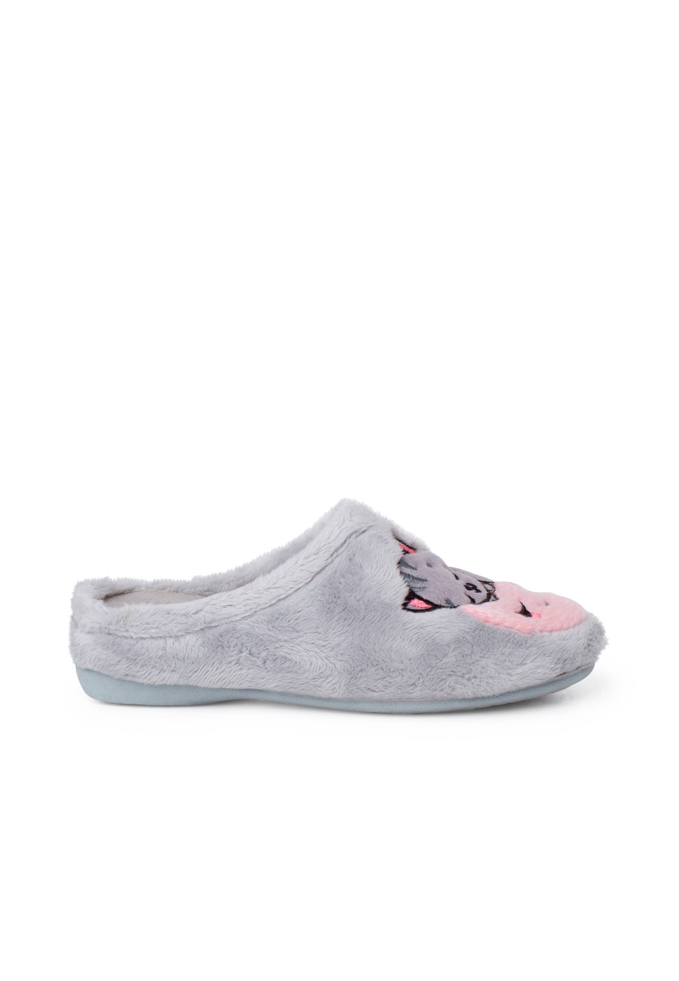 Chaussons Type Sabot Chat Et Lune Gris