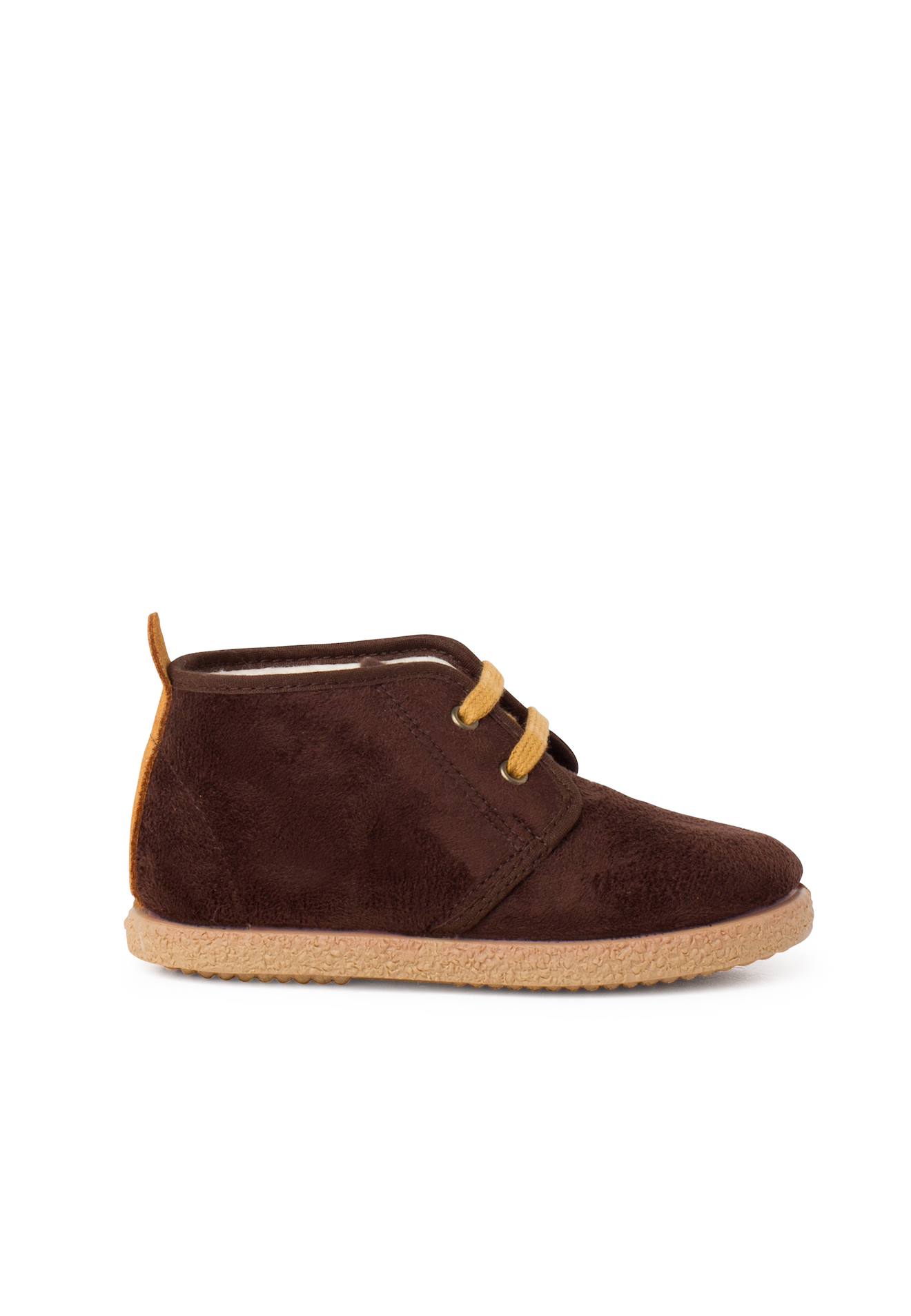 Bottines Doublées En Suède De Mouton Avec Bande Arrière Marron