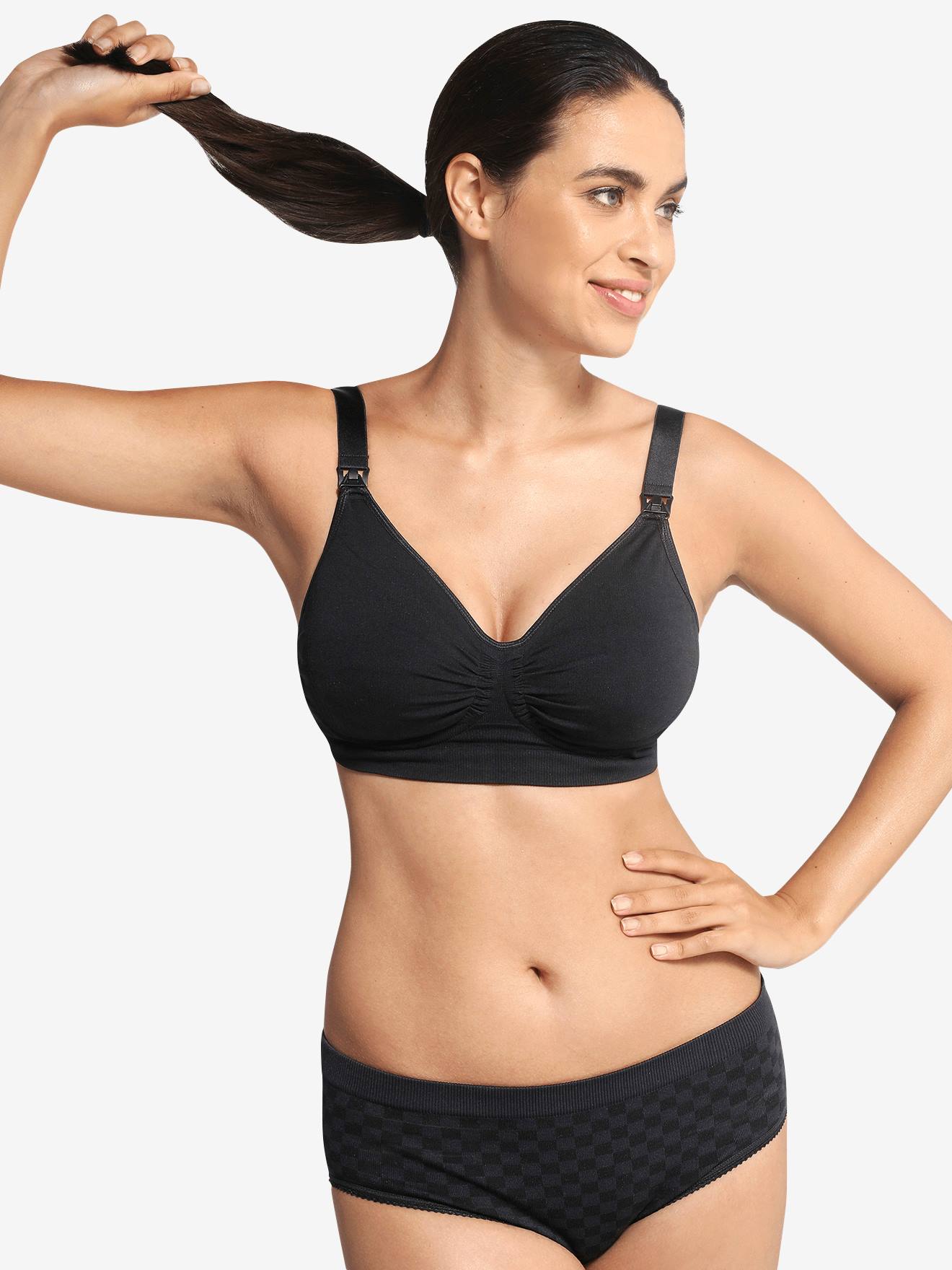 Soutien-gorge grossesse et allaitement sans coutures Carri-gel noir