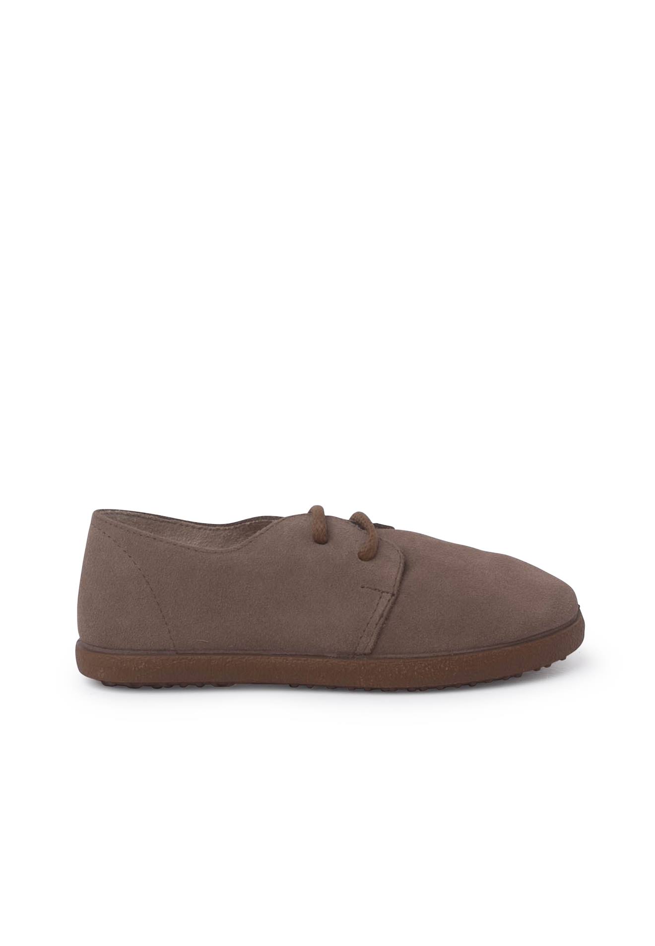 Chaussures À Lacets En Suède Avec Semelle Caramel Taupe