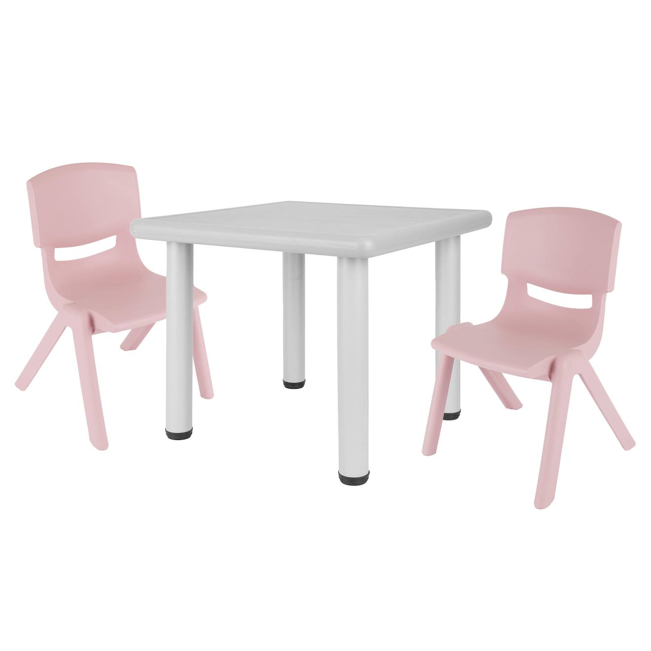 Table Enfant Avec 2 Chaises Rose Et Gris