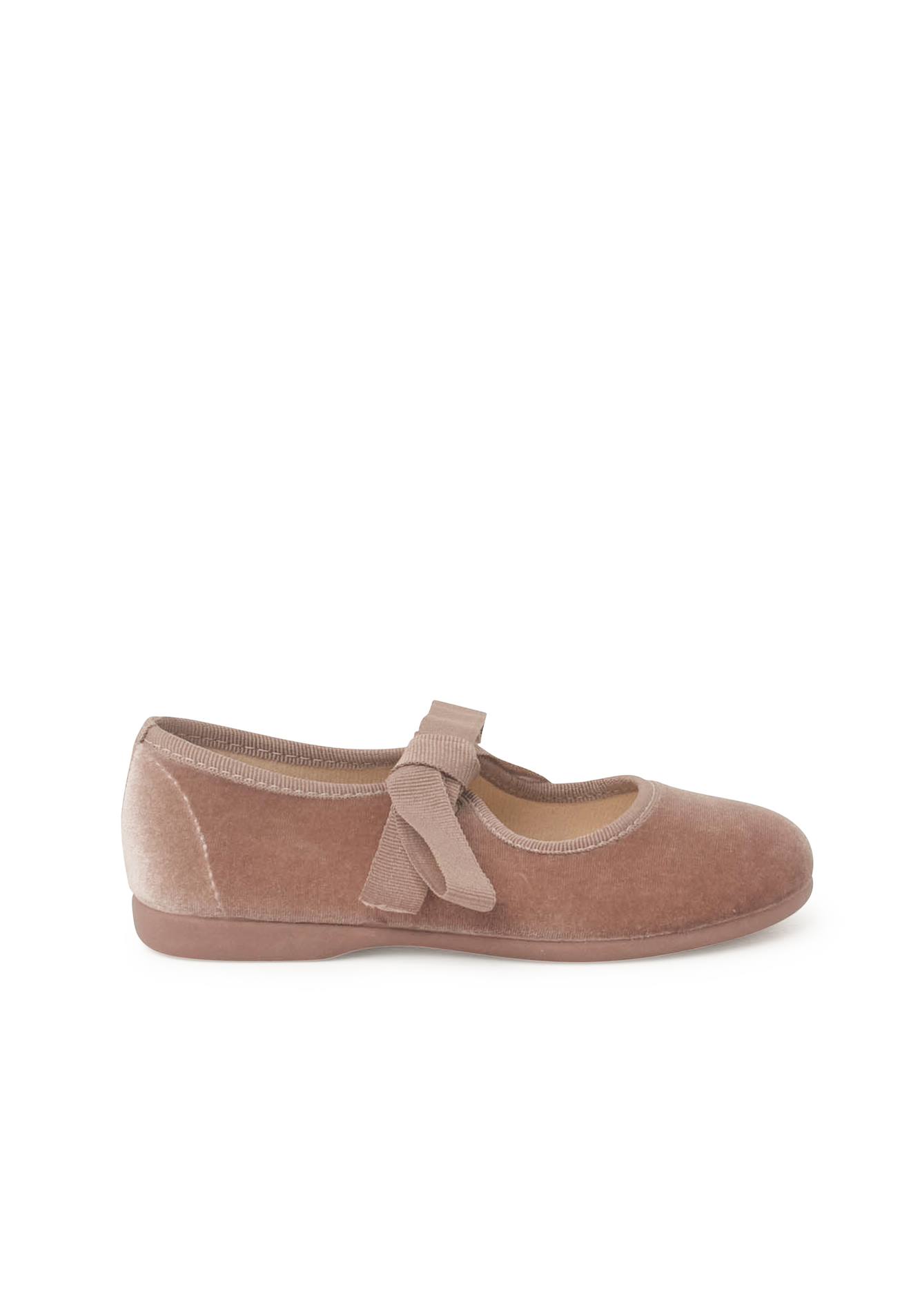 Chaussures Babies Velours Avec Nœud Gros-grain Filles Rose Pâle