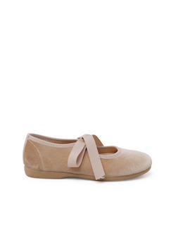Chaussures-Chaussures fille 23-38-Ballerines, babies-Chaussures babies velours avec nœud gros-grain filles