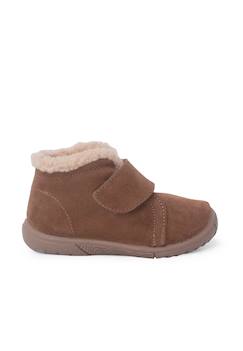 Chaussures-Chaussures fille 23-38-Botte avec col en laine d'agneau et sangle d'enfilage