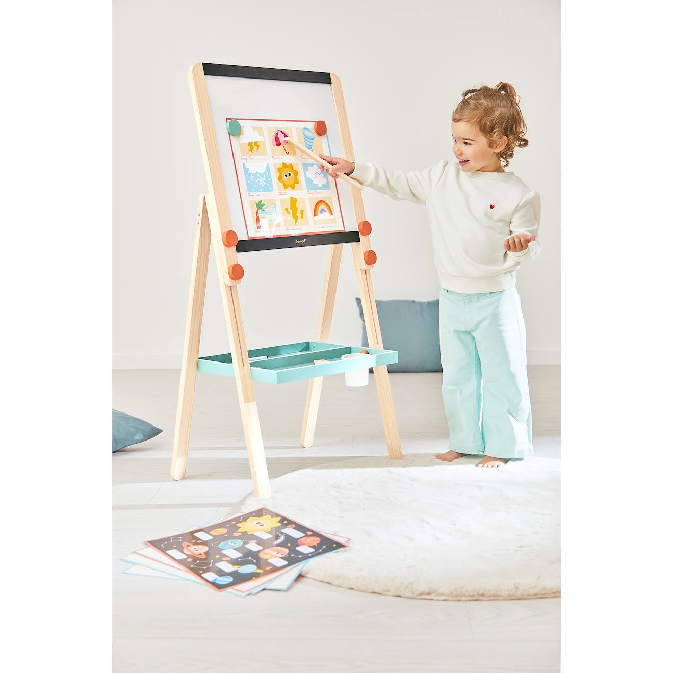 Tableau De La Maitresse Double Face En Bois Multicolore