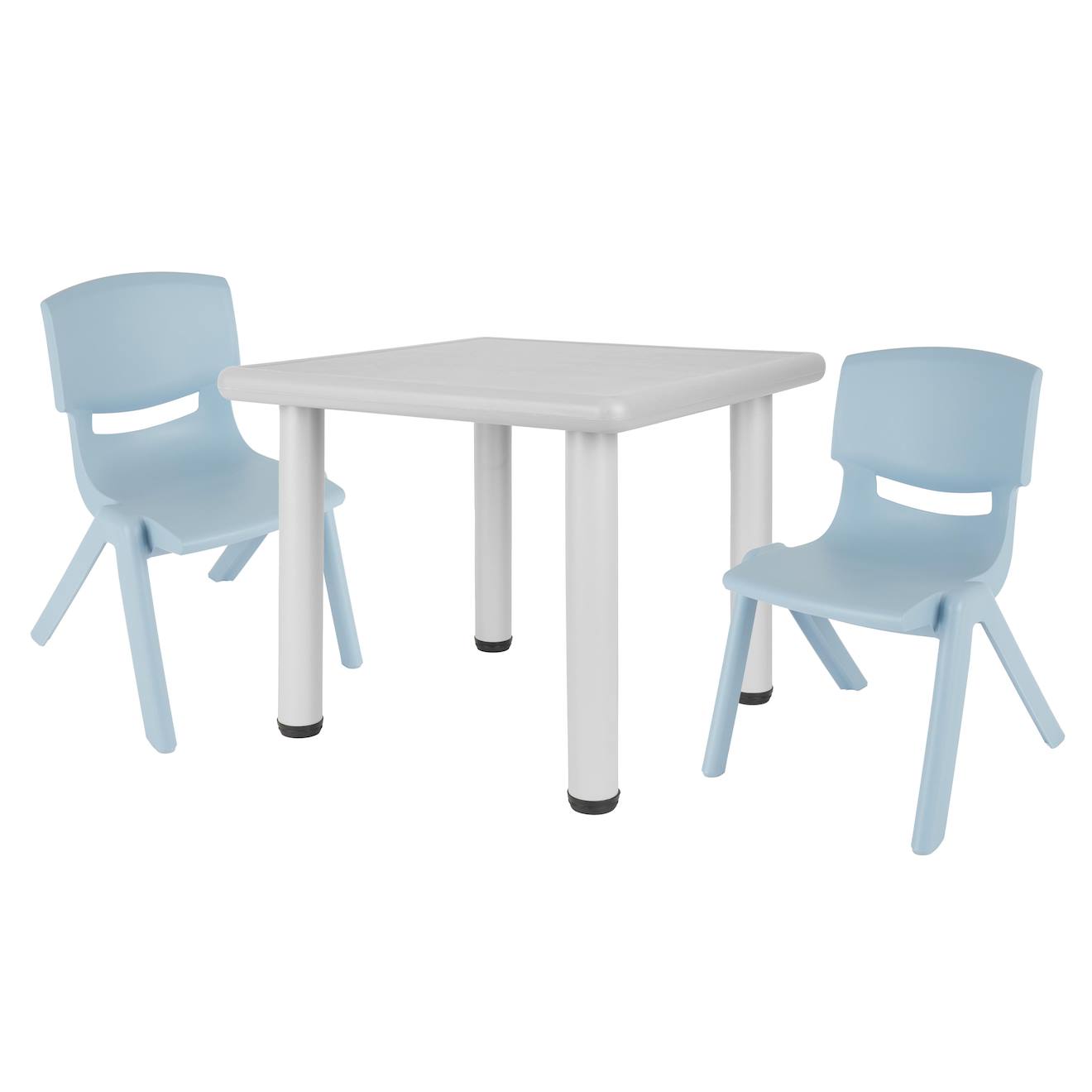 Table Enfant Avec 2 Chaises Bleu Clair Et Gris