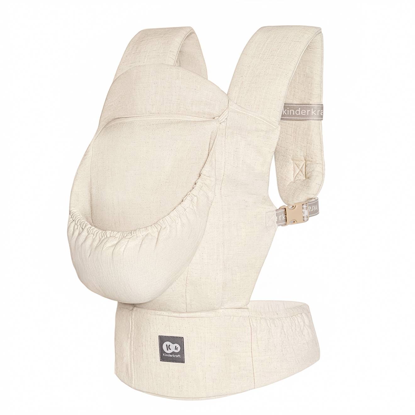Porte-bébé Elara Ergonomique Lin Et Coton 3 Mois À 20 Kg, Position M, Panneau Réglable, Capuche Amovible Beige Beige (Kinderkraft) - Image 2