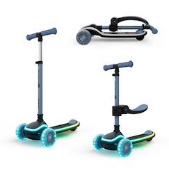 Jouet-Trottinette 2 en 1 avec siège RAKET UP évolutive, pliable, guidon réglable, roues led lumineuses
