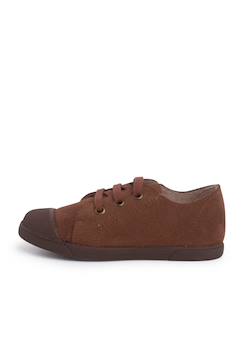 Chaussures-Chaussures fille 23-38-Baskets en suède avec embout en caoutchouc et lacets