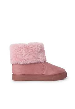 Chaussures-Bottes à col roulé en fourrure pour fille