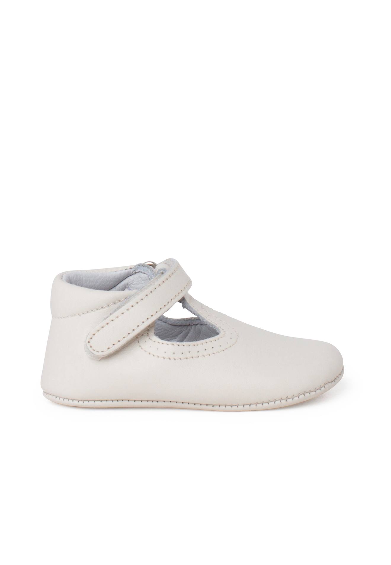 Salomés En Cuir Avec Fermeture Scratch Beige
