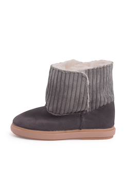 Chaussures-Bottes en velours côtelé et suéde avec doublure en peau de mouton