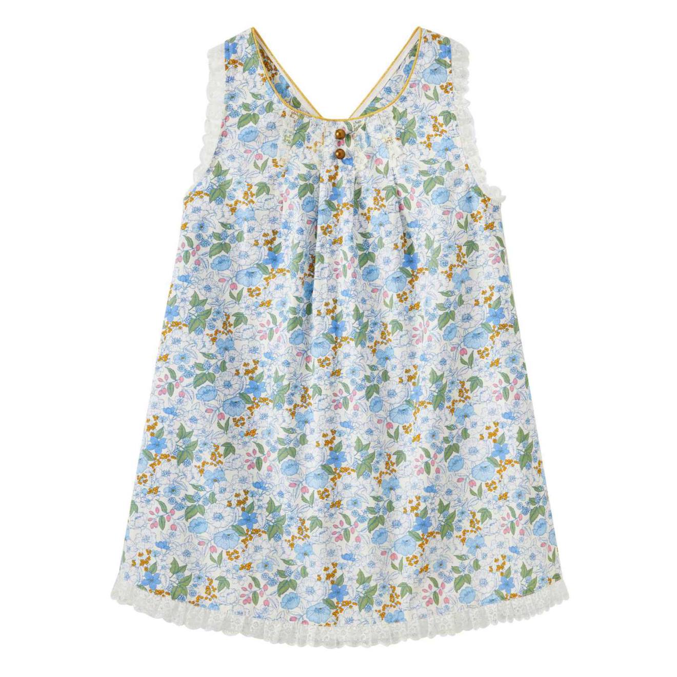 Robe Crmonie Fleurie Bretelles Croises Anas Bleu Ciel Rose 29 €