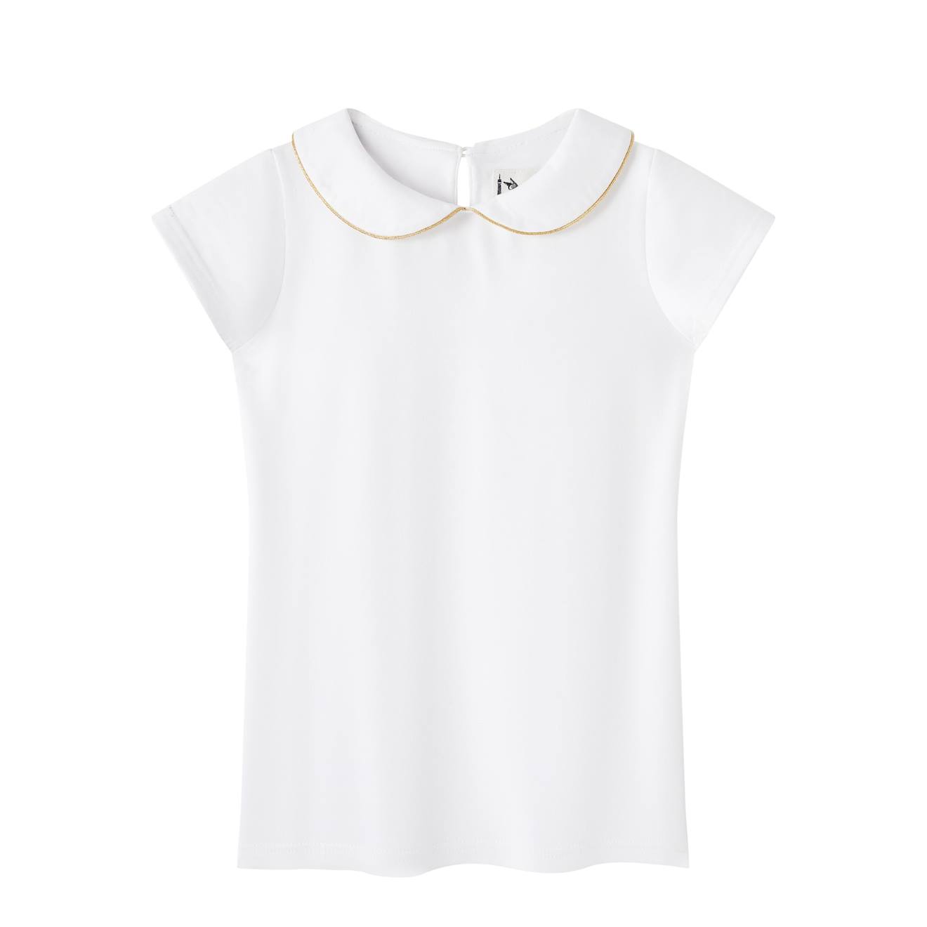 T-shirt À Col Claudine Et Manches Courtes Sophia Blanc Or